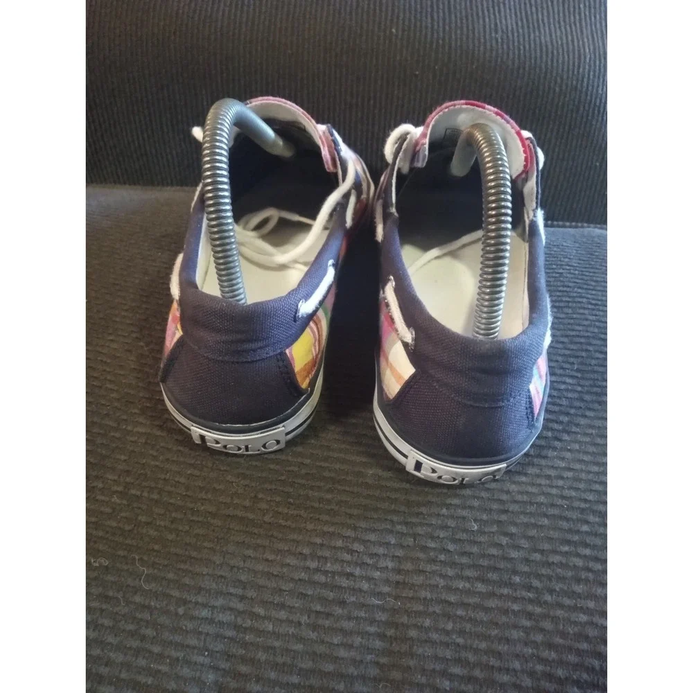 Polo by Ralph Lauren Shoes Mens 5.5 Womens 7 Madras Canvas Boat Deck‎ Loafers